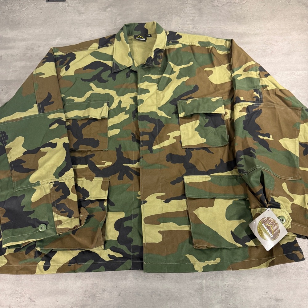 Backbone Camo Field Jacket Mens 2XL Green Woodland Tactical Utility Overshirt